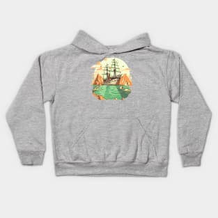 Pirate Ship Sailing Treacherous Waters Kids Hoodie